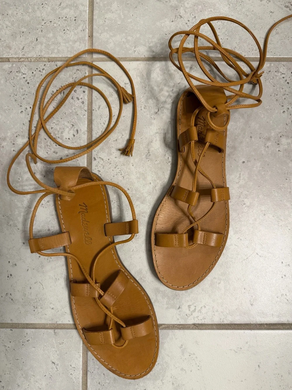 Madewell | The Boardwalk Leather Lace-Up Gladiator Festival Boho Sandals | Sz 7